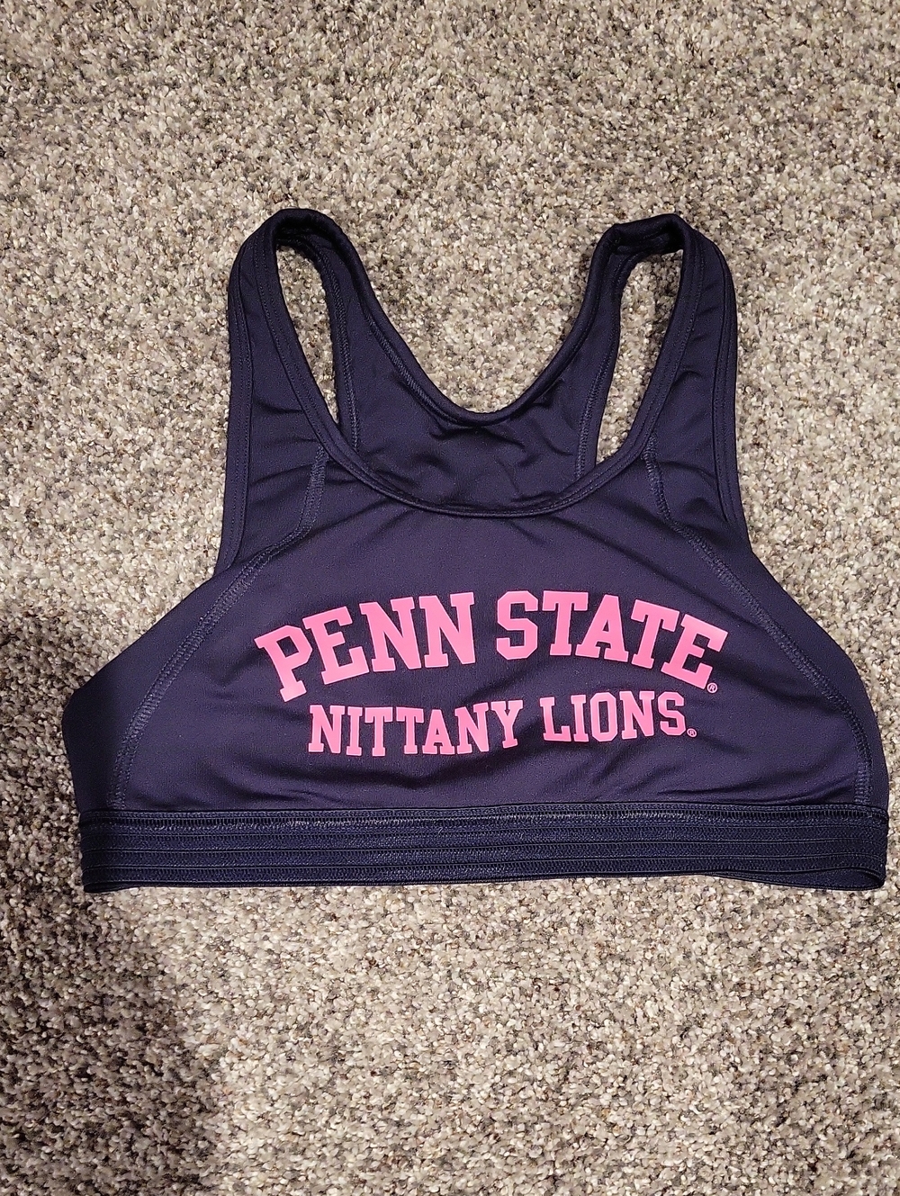 PINK Brand Penn State Nittany Lions Women's Sports Bra - Navy with Pink Logo